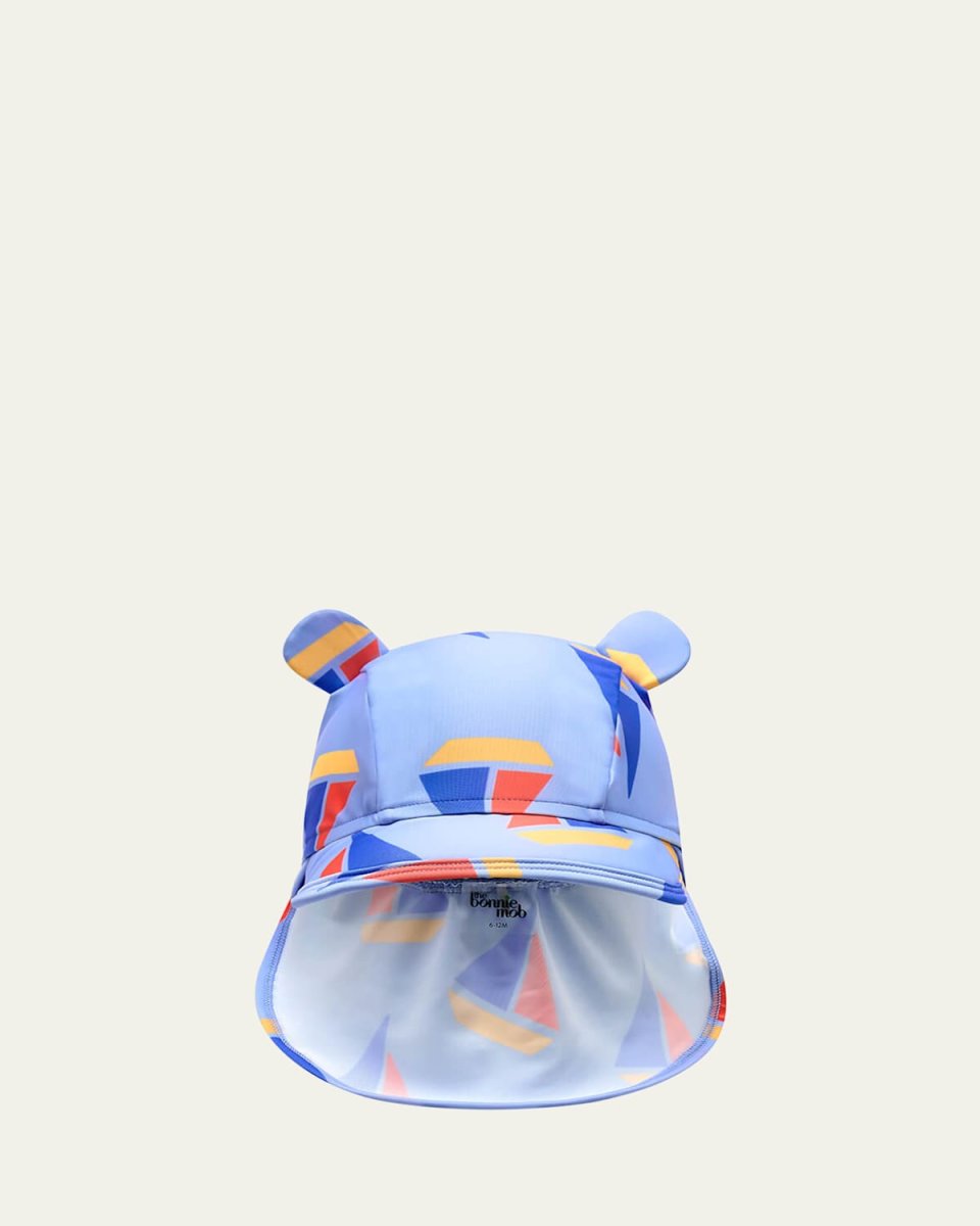 Kid's Sailboat-Print UV Sun Hat, Size 0M-24